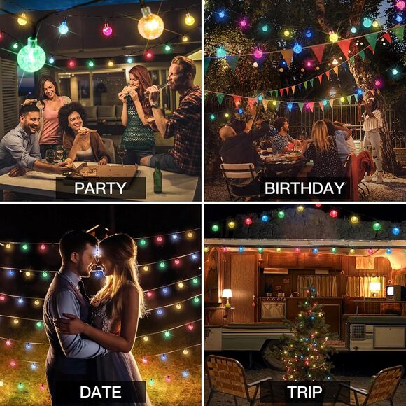 Suddus Solar String Lights 2 Pack 60 LED Multicolor Waterproof Outdoor Patio - Picture 5 of 12